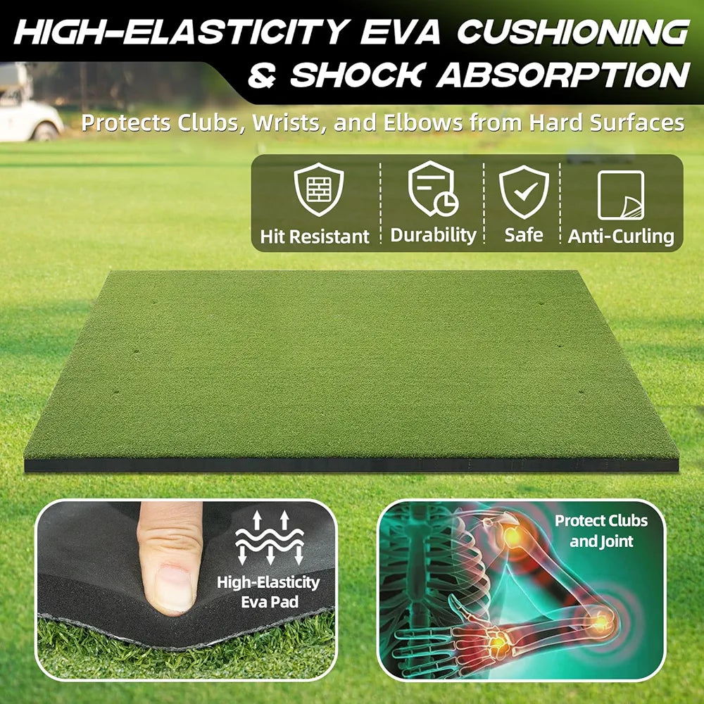 Bltend Thickened Golf Mat: 5x4ft & 5x5ft Heavy-Duty Golf Hitting Mats Practice Outdoor/Indoor, Elite Dense Artificial Turf Matt Training Aid for Backyard/Garage/Driving Range/Simulators