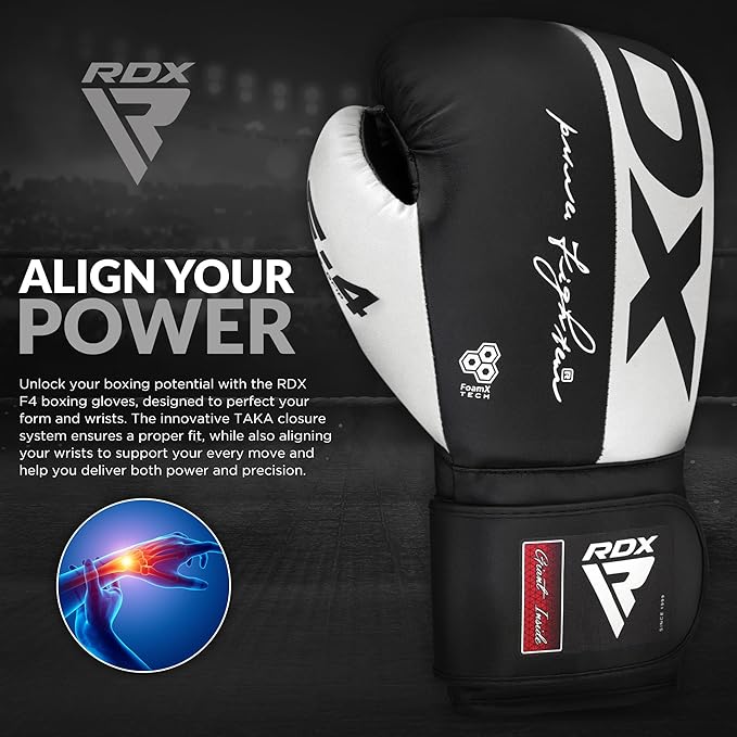 RDX Boxing Gloves, Maya Hide Leather Training Gloves for Muay Thai, Kickboxing, Sparring, Punch Bag, Punching Bag, Kickboxing Gloves, Martial Arts Training, Home Gym, Men, Women, 8 10 12 14 16 oz