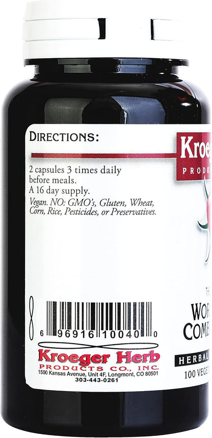 Kroeger Herb, Wormwood Herb, Black Walnut Wormwood, Clove, Quassia, Worm Wood Detox Cleanse - Wormwood Capsules, Non-GMO, Gluten Free, No Preservatives or Fillers - 200 Capsules, Made in USA