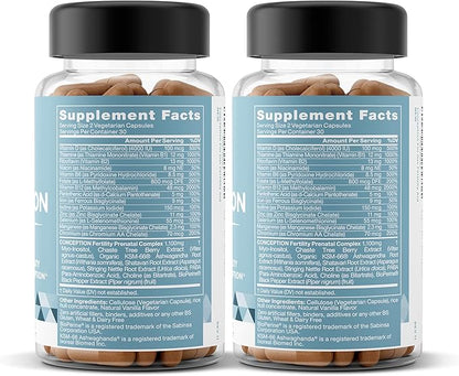 Conception Fertility Supplements for Women – Prenatal Vitamins – Promote Hormone Balance, Cycle Consistency, Aid Ovulation – Myo-Inositol, Folate, Folic Acid, Vitex, More – 120 Veg Soft Capsules