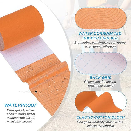 PATIKIL 5.5 Yard x 4 inch Kinesiology Tape, 1 Roll Adhesive Cotton Sports Muscle Support Tapes Waterproof Elastic Tape for Knee Ankle Wrist Shoulder, Orange
