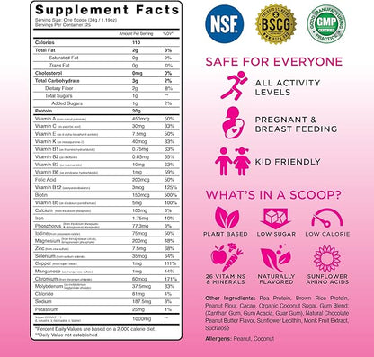 TRU Plant Based Protein Powder, BCAA, EAA, 20g Vegan Protein, 100 Calories, 27 Vitamins, No Artificial Flavors 25 Servings (Chocolate Peanut Butter)