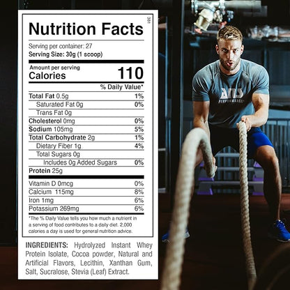 100% Pure Hydrolyzed Whey Isolate Protein + BCAAs - 25g of Protein - Peanut Free, Gluten Free, Zero Lactose (Milk Chocolate, 1.8 lb)