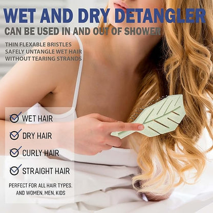 Fiora Naturals Hair Detangling Brush -100% Bio-Friendly Detangler hair brush w/Ultra-soft Bristles- Glide Through Tangles with Ease - For Curly, Fine, Women, Men, Kids, Toddlers, Wet and Dry Hair