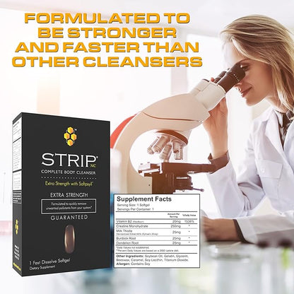 Wellgenix Strip NC Complete Body Cleanser, Premium Body Cleanse, Herbal Detox Cleanse to Flush Your System, One Hour Toxin Removal, 1 Fast Acting Softgel