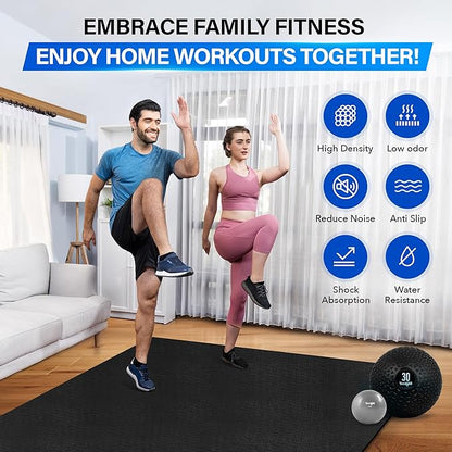 YES4ALL Large Exercise Mat for Home Gym, 6'x4'x7mm Thicker Foam Fitness Workout Mats, Gym Flooring for Cardio, Shoe-Friendly