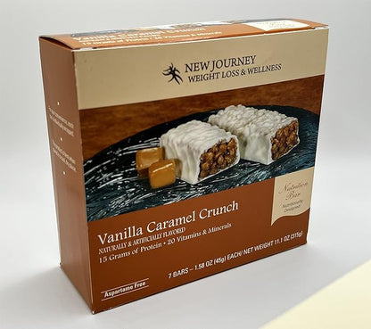 Vanilla Caramel Crunch Bar - New Journey Weight Loss & Wellness - High Protein Meal Replacement Nutrition Bar (7 bars/box)