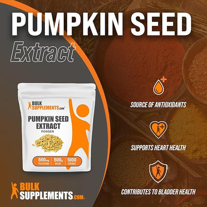 BulkSupplements.com Pumpkin Seed Extract Powder - Bladder Support - Pumpkin Seed Powder - Soluble Fiber Supplements - Pumpkin Powder (500 Grams - 1.1 lbs)