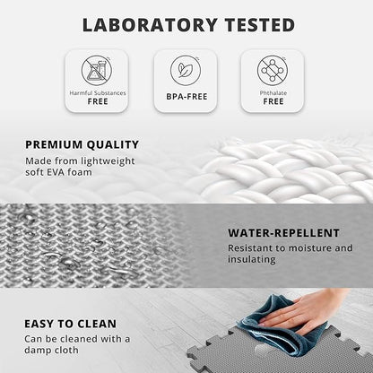 Gym Flooring Set - Interlocking EVA Soft Foam 18 Pieces