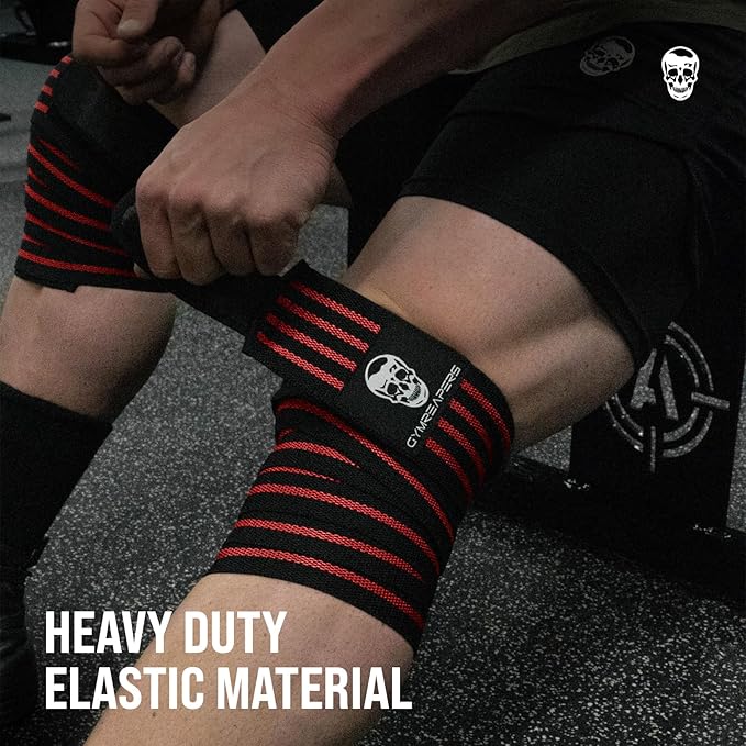 Gymreapers Knee Wraps for Squats and Powerlifting 72 Inch Compression Wraps with Strap for Men & Women Weightlifting Support