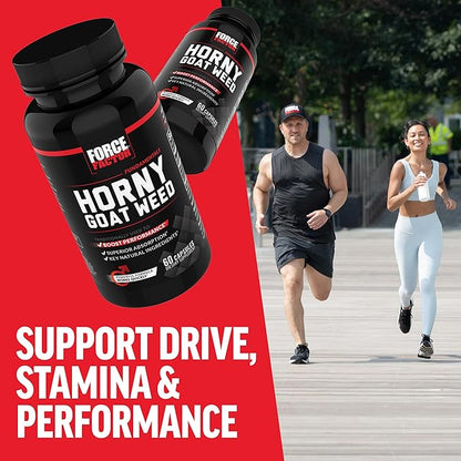 FORCE FACTOR Horny Goat Weed for Men, 3-Pack, Natural Male Drive & Vitality Supplement with Natural Ingredients for Superior Absorption, Fundamental Series, 750mg, 180 Capsules