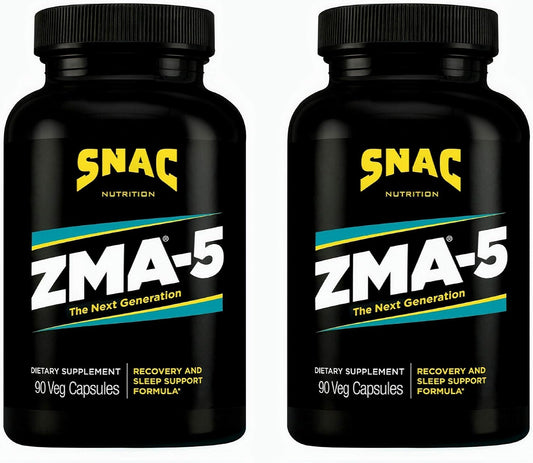 SNAC ZMA-5 Sleep Aid Supplement, Promote Muscle Recovery & Growth, Immune Support, & Restorative Sleep with Zinc, Magnesium & 5-HTP, Post Workout, Before Bed ZMA Supplements 180 Count (2 Pack)