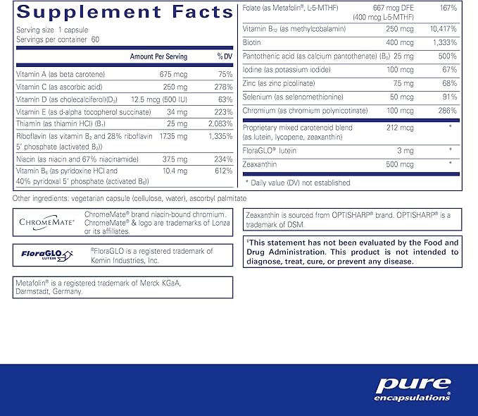 Pure Encapsulations Multi T/D - Multivitamin & Mineral Supplement - for Daily Wellness, Cardiovascular & Immune Health* - Rich in Vitamins & Minerals - Gluten Free & Vegetarian - 60 Capsules