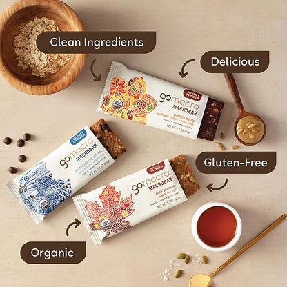 GoMacro MacroBar Organic Vegan Protein Bars - Nut-Free Variety Pack (2.3 Ounce Bars, 12 Count)