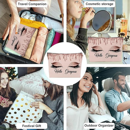 Hello Gorgeous Funny Makeup Bag Gift for Women Inspirational Cosmetics Pouch for Purse Travel Bag Cases for Toiletries Accessories Organizer