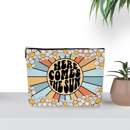 Boho Sunshine Inspirational Makeup Bag - Cute Yellow Accessories, Ideal Return Birthday Gifts for Women