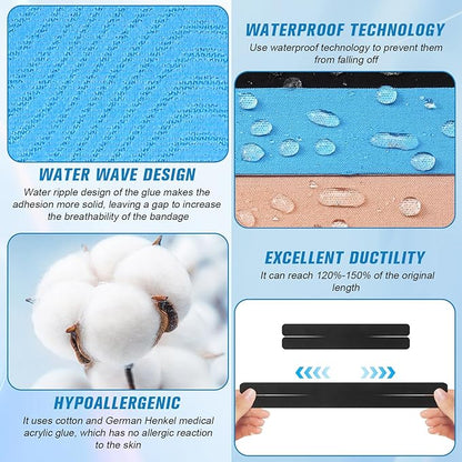 Waterproof Breathable Athletic Elastic Sports & Weightlifting Tape, Injury Recovery-Muscle Strain Relief & Joint Support(3 Colors Mixed) (X-Shaped)