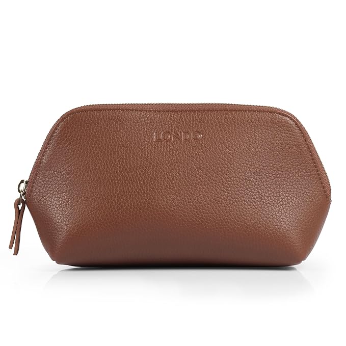 Genuine Leather Makeup Bag Cosmetic Pouch Travel Organizer Toiletry Clutch