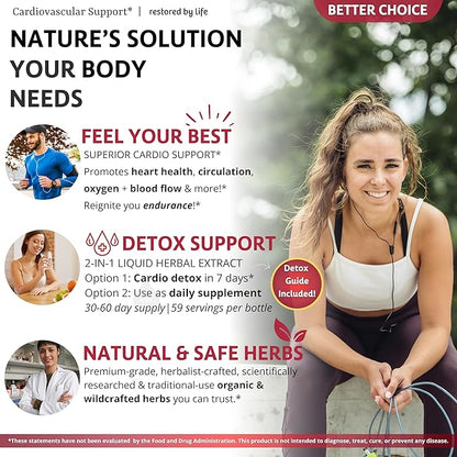Cardiovascular Support Heart Health Supplement Vein Circulation Herbal Glycerite Alchohol Free Extract