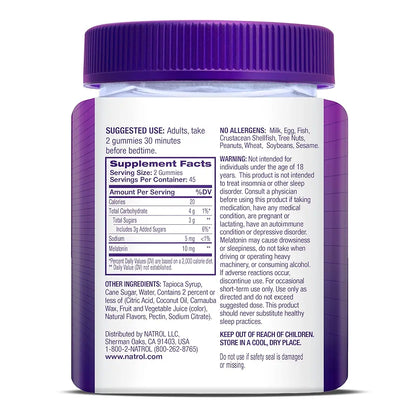 Natrol Melatonin Gummies, Sleep Support, 90 Strawberry-Flavored Adult Melatonin Gummies, 10 mg Sleep Aids for Adults