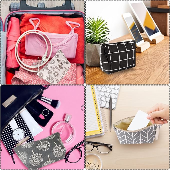 SUMAJU 4 Pcs Canvas Cosmetic Bag, Multi-function Travel Makeup Bag Cosmetic Pouch with Zipper Travel Toiletry Bag Small Makeup Pouch Christmas Gifts Stocking Stuffers for Women