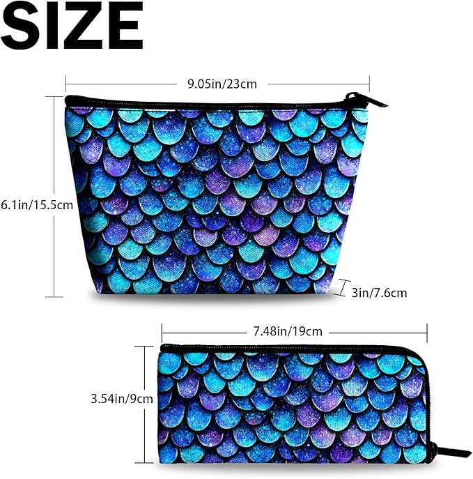 Mermaid Scales Travel Bag Makeup Bags for Women Teens Girls Cosmetic Pouch Big Capacity Cosmetic Bags for Purse