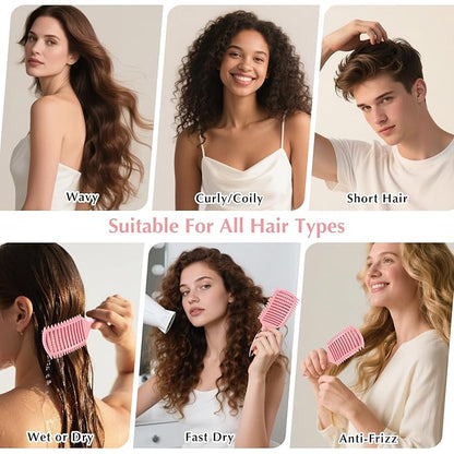 Curl Defining Brush, Vented Curly Hair Brush for Effortlessly Detangling Shaping and Defining Women's Men's Curls on All Wet or Dry Hair Types, Reduces Frizz (Pink)