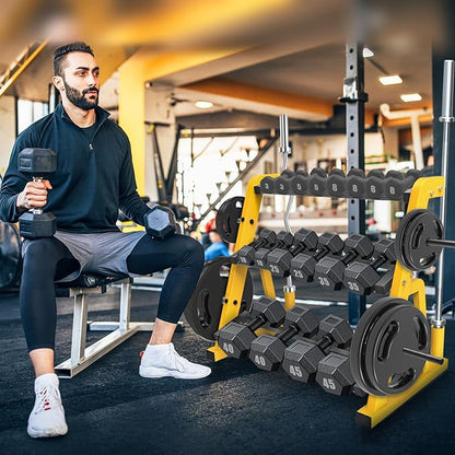 Kipika Heavy Duty 3 Tier Dumbbell Rack Multifunctional, Weight Rack for Dumbbells, Home Gym Equipment, Suitable for Storage of Dumbbell, Kettle Bell, Barbell Plate, Barbell Bar