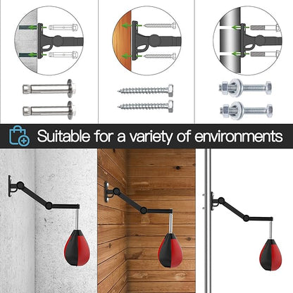 Speed Bag for Boxing,Punching Bag Wall Mount Height Adjustable Boxing Reflex Ball Speed Bag for Men&Women Kids Adults