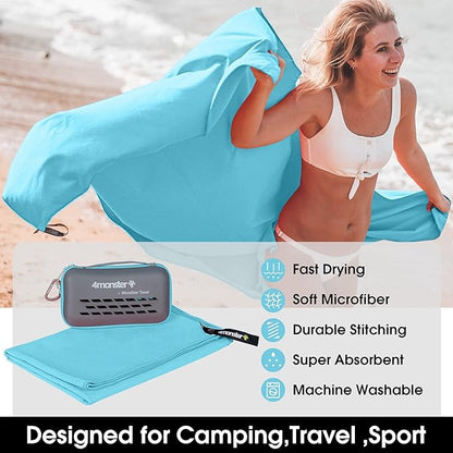 4Monster Camping Towels Super Absorbent (47.00" x 23.60", Lake-green)