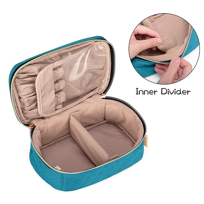Teamoy Travel Makeup Brush Case, Professional Cosmetic Artist Organizer Case with Handle for Makeup Brushes(up to 7-inch) and Essentials, Small, Teal(BAG ONLY)