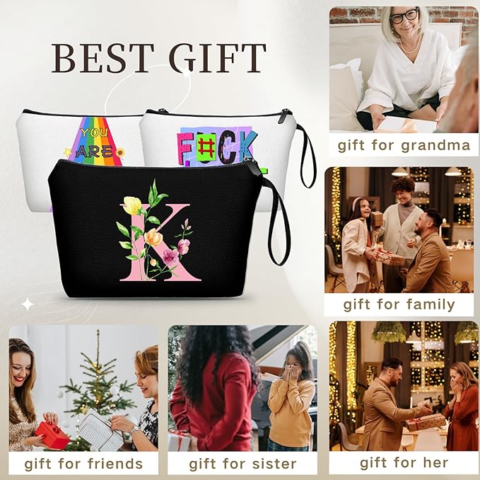 SEAMOON Mom Birthday Thank You Appreciation Gifts for Women Aunt Teacher Coworkers Bride Bridesmaid Monogrammed Travel Makeup Cosmetic Bag with Mirror Valentines Mothers Day Christmas Graduation K
