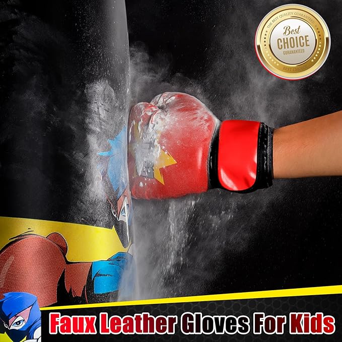 Punching Bag for Kids, Kids Boxing Set with Boxing Gloves 66" Large Inflatable Punching Bag,Gifts for Boys & Girls Age 5-12 for Practicing Karate, Taekwondo