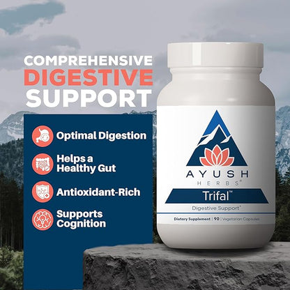Ayush Herbs Trifal, Digestive Support Supplement for Women and Men, Capsules for Digestion, Intestinal Health, and Antioxidant Boost, Ayurvedic Herbs and Supplements, 90 Vegetarian Capsules
