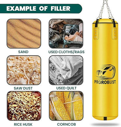 Prorobust Punching Bag for Adults, 4ft PU Heavy Boxing Bag Set with 12OZ Gloves for MMA Kickboxing Boxing Karate Home Gym Training (Unfilled)