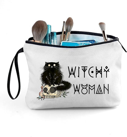 Witch Make Up Bags for Women Witchy Purses Good Black Cat Gifts for Women Adults Teen Girls