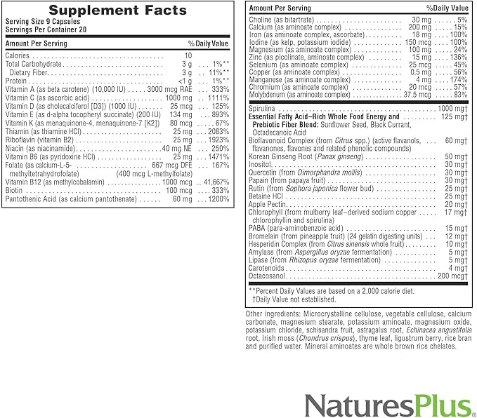 Natures Plus Source of Life - 180 Capsules - Multivitamin & Mineral Supplement - Supports Natural Energy & Overall Well-Being - Gluten Free, Vegetarian - 60 Servings