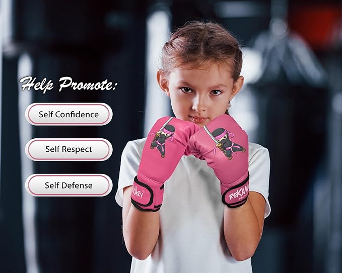 Punching Bag for Kids - 5' 3" Tall and Stable - Ninja Kids Inflatable Punching Bag Combo Kit with Kids Boxing Gloves, a Pump and Repair Kit. Boxing Bag for Immediate Bounce Back