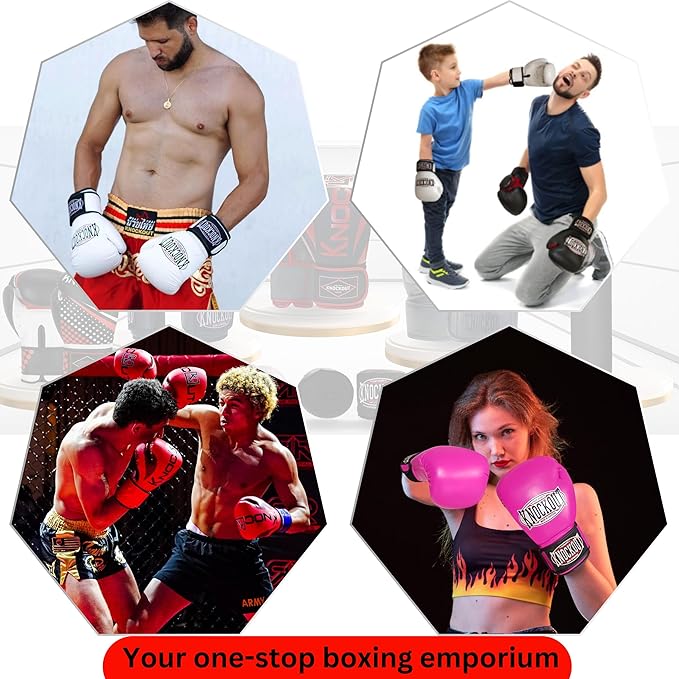 Knockout Gel Boxing Gloves for Men Women - Pro Training Sparring, Maya Hide Leather Muay Thai MMA Kickboxing, Adults-Kids Heavy Bag Workout Gloves for Boxing -Ultra-Wide Wrist Support 10 oz - 16 oz