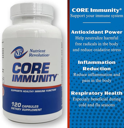 CORE Immunity - Immune Health Supplement - Daily Immune Booster & Multivitamin - Quercetin & Bromelain - Antioxidant & Free Radical Protection - 120 ct.