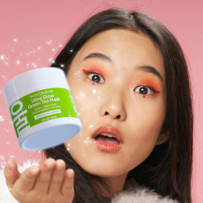 SeoulCeuticals Korean Skin Care Set - Korean Green Tea Face Mask + Korean Snail Cream Moisturizer - Potent Korean Skincare Set Eliminates Dull Dry Skin for Healthy K Beauty Glow