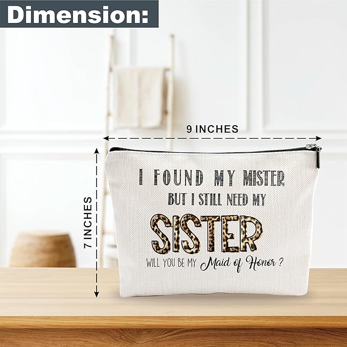Sisters Makeup Bag - Would You Be My Maid If Honor - Leopard Print Gift Cosmetic Bag, Toiletry Bag, Gift For Girls, Besties, Personal Care & Accessories - A19