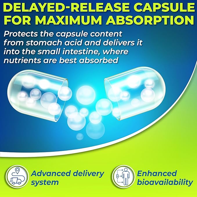 Probiotics with Digestive Enzymes and Prebiotic for Women and Men - 3-in-1 Vegan Probiotic Prebiotic Multi Enzyme Complex for Gut Health - Maximum Absorption Delayed-Release Capsules