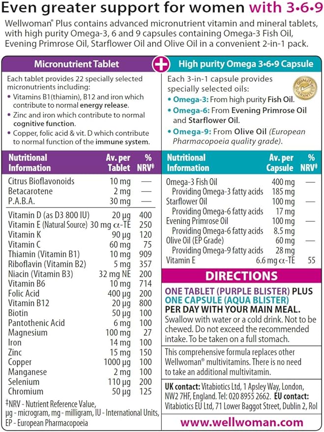 Vitabiotics Wellwoman Plus Tablets 56 Capsules
