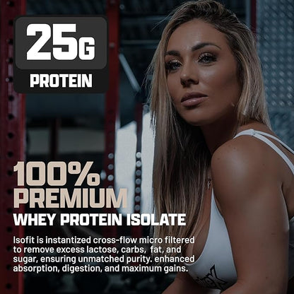 Nutrex Research IsoFit Whey Protein Powder Instantized 100% Whey Protein Isolate (70 Servings, Cookies & Cream)