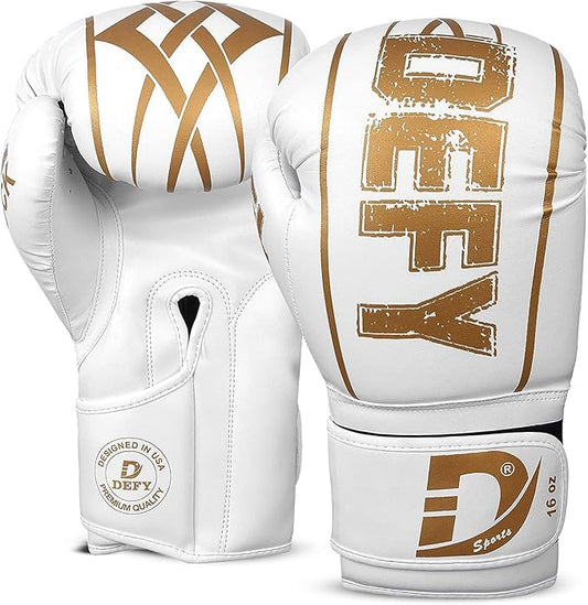 DEFY Boxing Gloves for Men & Women - Premium Quality Synthetic Leather Boxing Gloves for Training - Perfect for Punching Heavy Bags, Sparring, & Fighting Gloves
