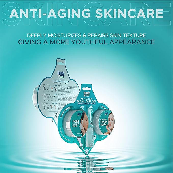 Handy Towel 3-Step Anti-Aging Facial Skin Care Set, Anti Wrinkles Face Kit, Hydrating with Hyaluronic, Propolis Youthful Capsule Skin Care Solution, 3 in 1 Cleanse+Moisturize+Revive Beauty Set