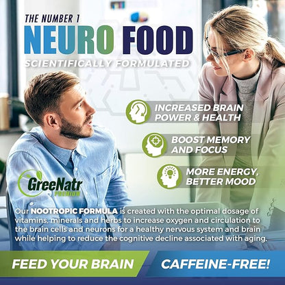 Brain Supplements for Memory and Focus - Ginko Biloba Capsules Brain Booster Supplement with B1, Folic Acid & Calcium - Memory Supplements for Cognitive & Brain Health 60 Capsules (1 Bottle)