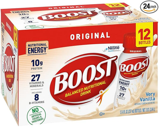 BOOST Original Balanced Nutritional Drink, Very Vanilla, 8 Ounce Bottle (Pack of 24)