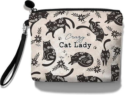 Hglian Black Cat Makeup Bag,Cosmetic Bag Zipper Pouch Travel Toiletry Bag,Purse Cute Cat Themed Gifts for Women Friends